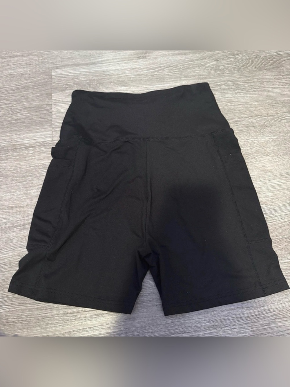 Women's High-Rise Black Athletic Shorts with Side Pockets